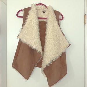 Ella Moss Camel And Ivory Faux Suede Cozy Vest
